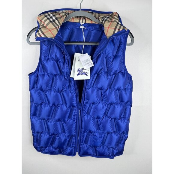 NWT Burberry Kids Quilted Down Vest Hoodie 12 Youth 12Y - Picture 2 of 14